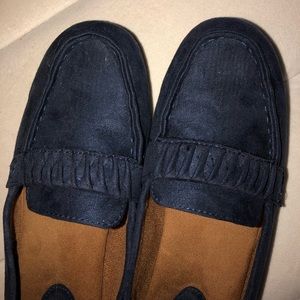 Navy Blue Suede Loafer Shoes